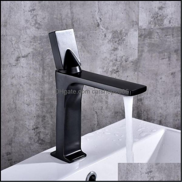 Rubinetti per lavabo da bagno Rubinetti, docce come miscelatore per lavabo da giardino di casa Rubinetti per lavabo Rubinetto per lavaggio alla moda Ottone cromato Vaso e acqua fredda Nero Dr