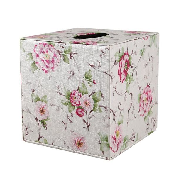 

tissue boxes & napkins durable room car pu leather square box paper holder case cover napkin color:pastoral flowers,size: 13.8 * 13cm