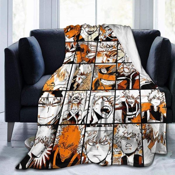 

blankets 3d print anti-pilling flannel blanket throw anime bakugo katsuki mha luxury for home sofa couch 100x120cm