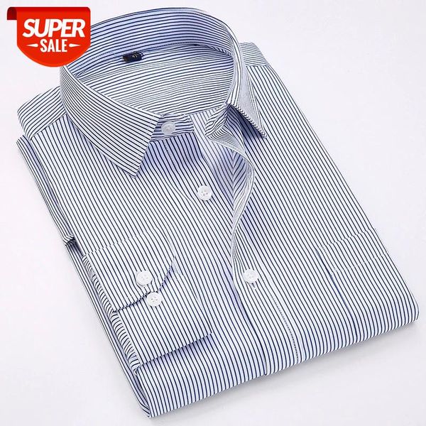 

business non-iron regular fit men's striped shirts formal long sleeve square collar easy care #cc6j, White;black