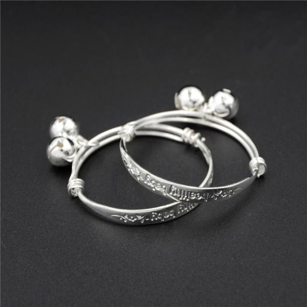 

1 pair fashion bracelets for baby cute kid bell bangles anklet newborn infant children bracelet adjustable baby bangle, Black