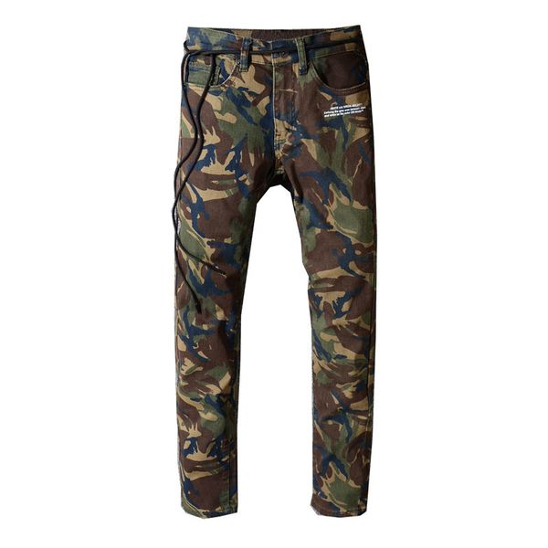 

2021 new men's male trousers camouflage overalls street jeans fashion trendy hip-hop summer thin casual denim pants slim 132 tdbr, Blue
