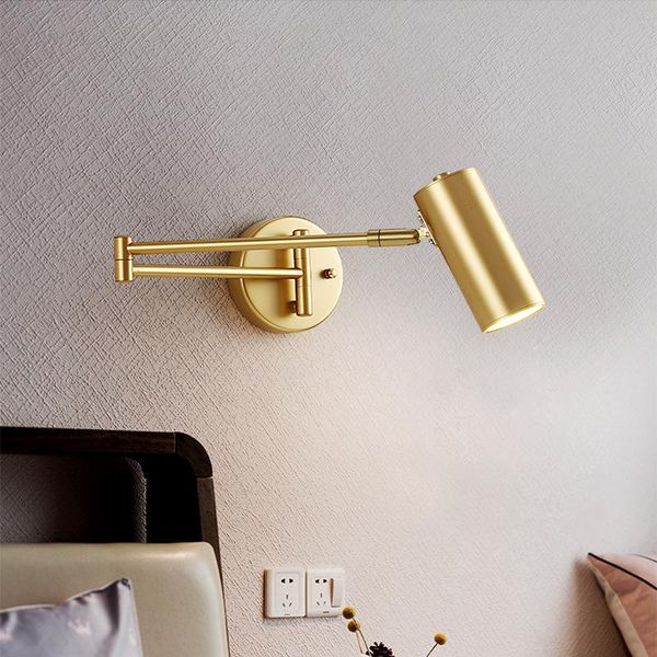 

wall lamp modern black/gold led adjustable swing long arm wall-mounted home bedside aisle corridor sconce