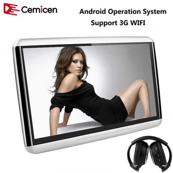 

car video cemicen 10.6 inch android 6.0 1080p 3g wifi headrest monitor capacity touch screen support mp5/usb/sd/fm/ir/bluetooth