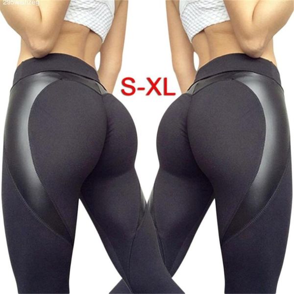 

women's leggings -selling explosive stitching color matching reflective and caring digital printing sports breathable body-building pan, Black
