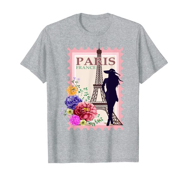

paris france lovely lady and flowers souvenir t-shirt, White;black