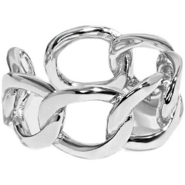 

925 sterling silver open ring female personality niche design ins trendy high-end mesh twist chain index finger fashion jewelry