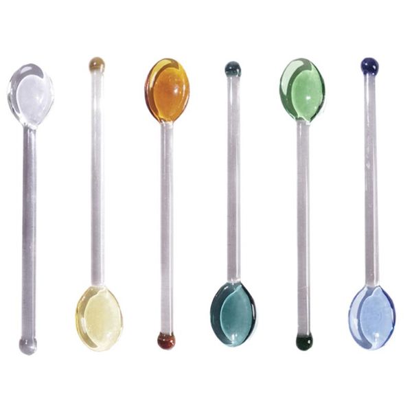 

spoons 6pcs clear glass coffee spoon dessert cake scoop long handle for home