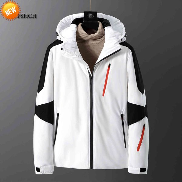 

fall winter waterproof warm jackets white duck down removable hooded man coat men jacket stylish, Black