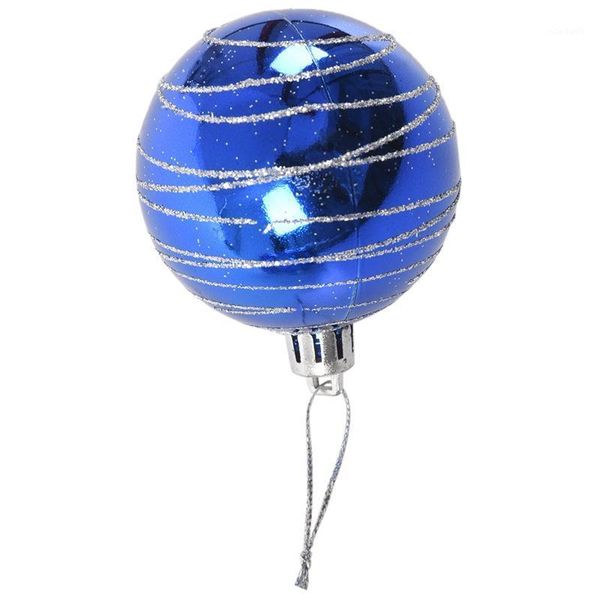 

christmas decorations 6pcs tree balls diameter 6cm striped color drawing ball xmas party wedding ornament blue