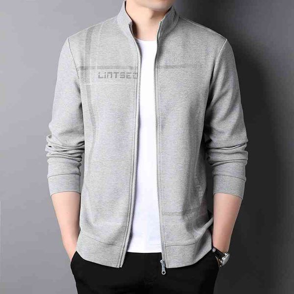 

taobo 2021 autumn new long sleeve stand collar cotton coat men's zipper printed casual sweater, Black
