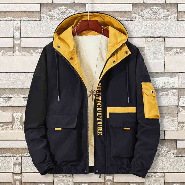 

2021 autumn winter large men's casual jacket tooling plush thickened, Black;brown