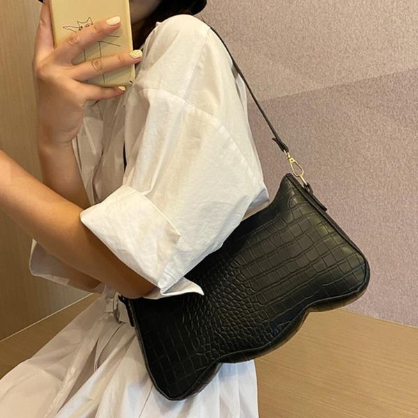 

evening bags 2021 fashion alligator pattern handbag for women pu leather casual small totes shoulder female solid color underarm purse