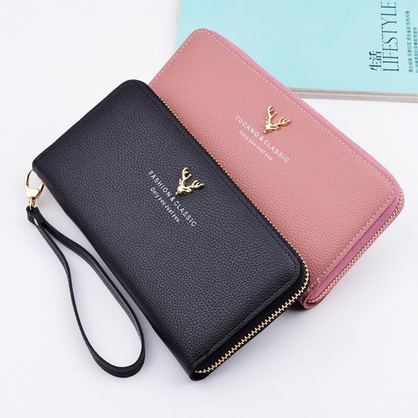

wallets 2021 korean clutch women wallet long multifunctional mobile phone bag coin purse zip, Red;black