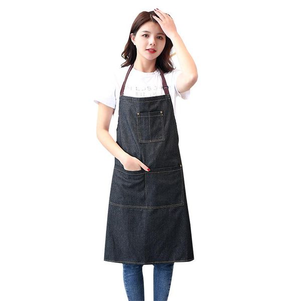 

simple fashion apron creative explosion models comfortable denim apron coffee shop kitchen work home easy to clean