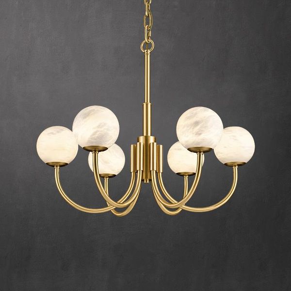 

all-copper marble chandelier modern new chinese minimalist luxury living room restaurant designer model bedroom lamps