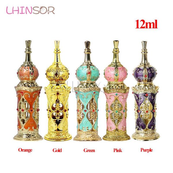 

12ml arabic style building retro metal perfume bottle antique glass flower vine essential oil bottles empty doterra containers