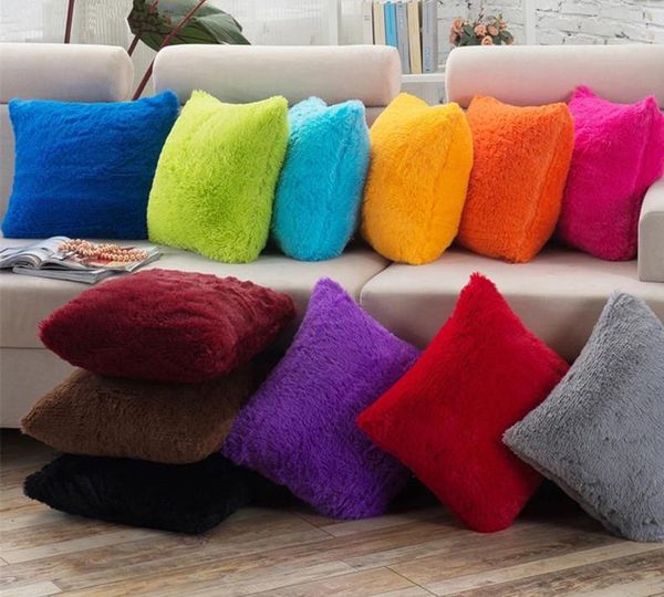 

soft plush faux fur wholesale decorative cushion pillowcase throw pillow for sofa car chair l home decoration