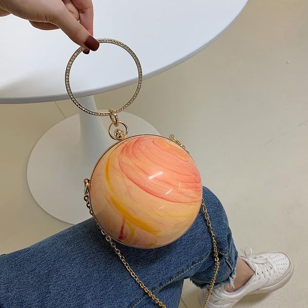 

evening bags luxury designer women's handbag 2021 trend round ball bag woman fashion chain party summer pvc hard shoulder ladies