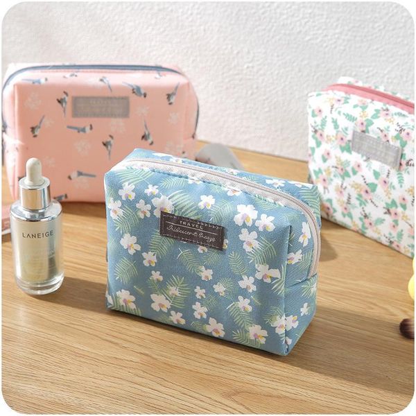 

2pcs cute small daily makeup pouch portable zipper epe cotton cosmetic bag
