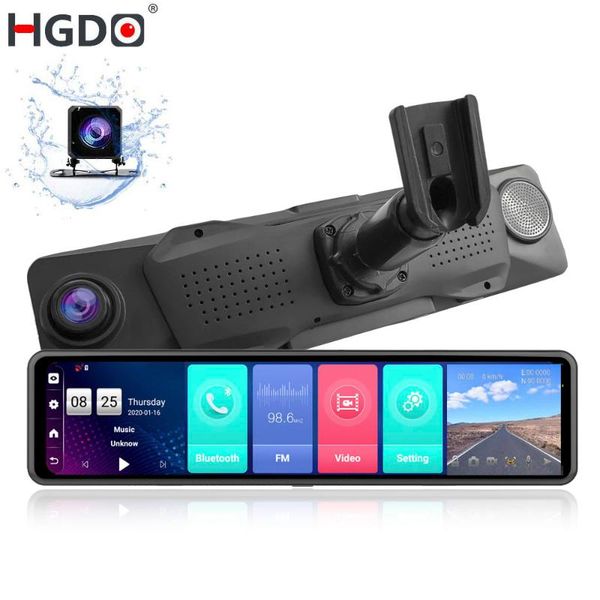 

car rear view cameras& parking sensors hgdo 2021 12" 4g dvr android 8.1 gps auto registrar wifi fhd 1080p rearview mirror dash camera d