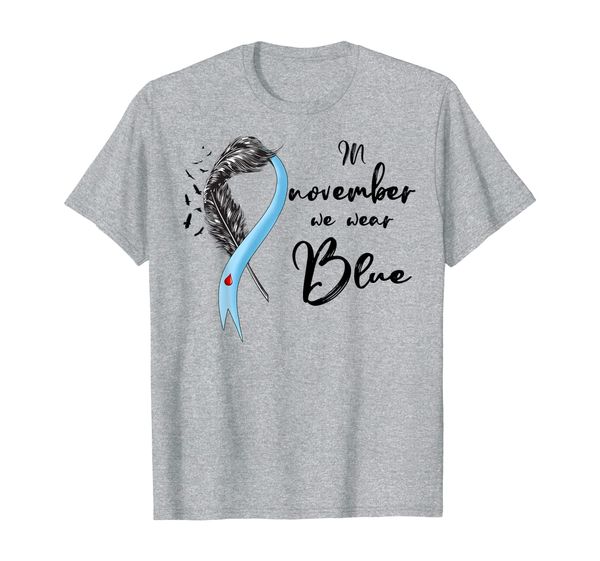 

feather in november we wear blue type 1 diabete awareness t-shirt, White;black
