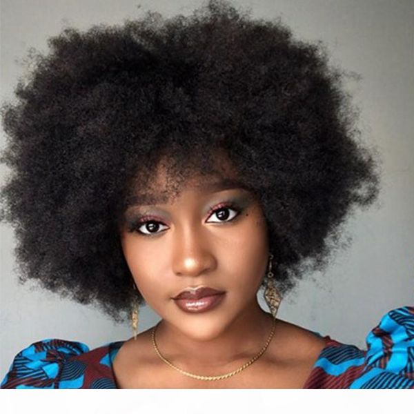 

short mongolian afro kinky curly wig pre plucked lace front human hair wigs for women lace wigs 130% density, Black;brown