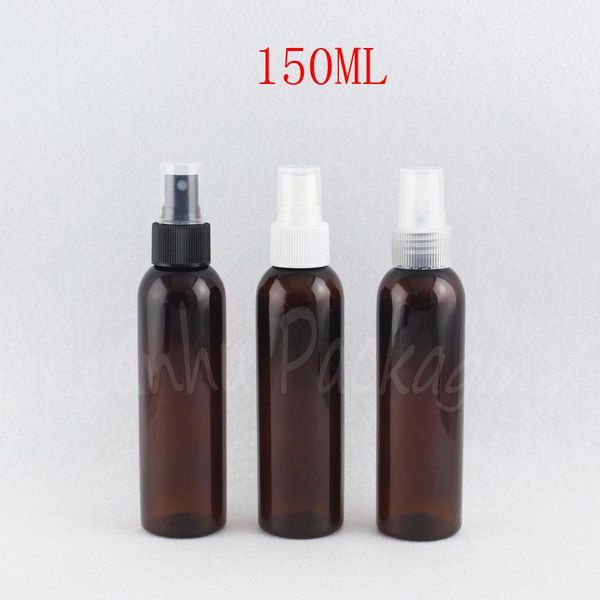 

storage bottles & jars 150ml brown round shoulder plastic bottle with spray pump , 150cc perfume / water packaging makeup sub-bottling