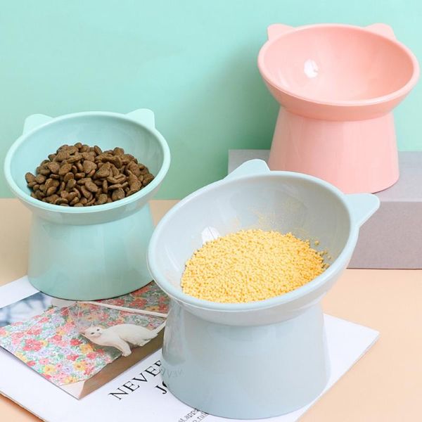 

cat bowls & feeders single bowl non-slip pet food safeguard neck dog cats feeder pets kitten puppy water feeding with stand
