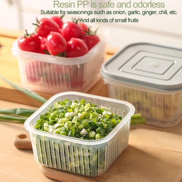 

storage bottles & jars creative square drain sealed box for ginger garlic onion refrigerator food crisper debris fridge tray kitchen organiz