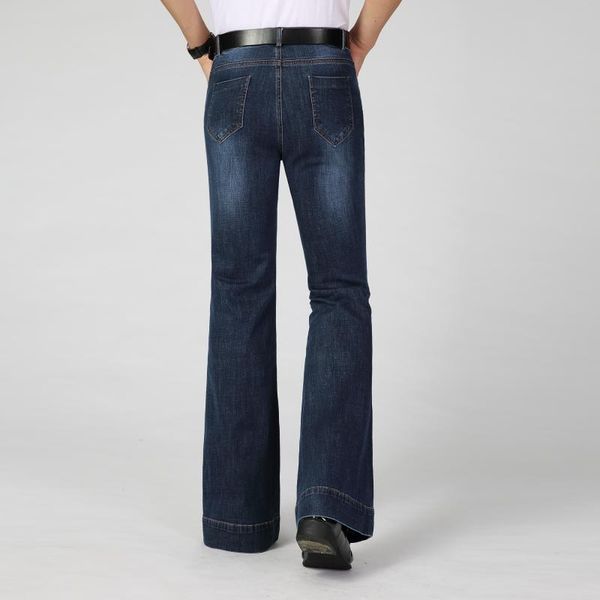 

2021 new spring autumn men's smart casual boot cut jeans business wide leg pants big flares tro sijm, Blue
