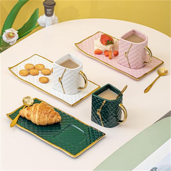 

mugs bag type coffee cup set ceramic and saucer high-end household light luxury afternoon tea water breakfast tableware