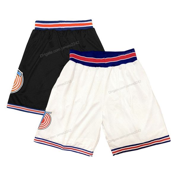 Enviar do espaço dos EUA Jam Basquetebol Shorts Tune Squad All Stitched White Black Quality