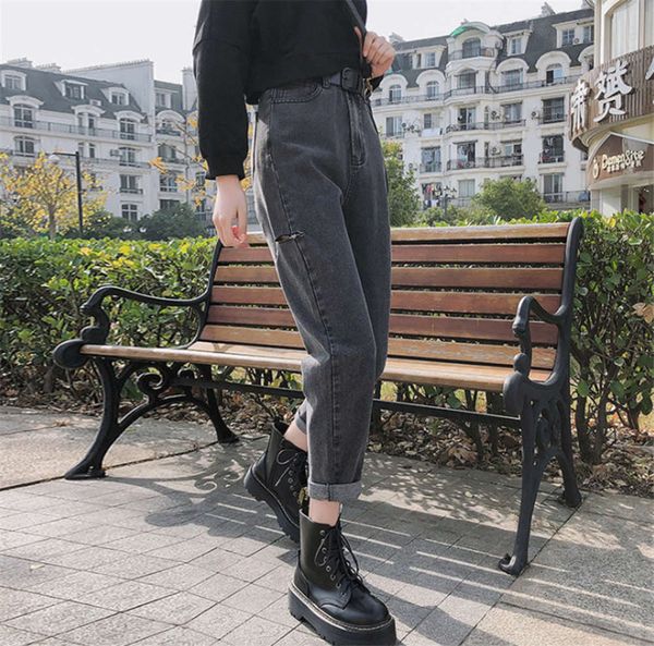 

version of high waist nine point pants loose thin wear, Blue