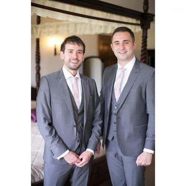 

custom made grey groomsmen suits slim fit groom men suit tuxedos bridegroom formal business men's suits( jacket+pants+vest+tie)1, White;black