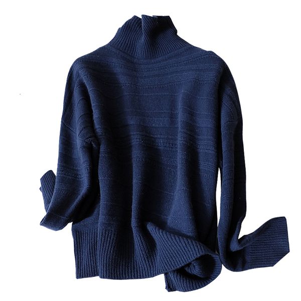 

2021 new cashmere brand 3d horizontal grain silhouette turtleneck wool pullover solid sweater hrqz, White;black