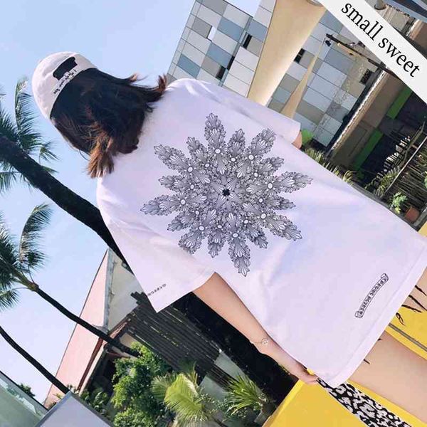 

65% off outlet online store 2021 summer wear inschaohuo street fashion letter printing loose medium length t-shirt, White