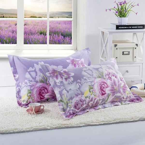 

1pc 100% polyester pillow case beauty flowers printing pillowcase home bedroom pillow cases 48cm*74cm 55