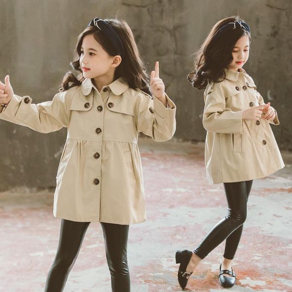 

coat girls windbreaker spring autumn baby kids jackets trench for children tie toddler clothes warm outerwear clothing, Blue;gray