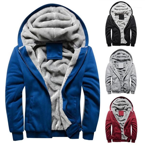

men's down & parkas 2021 men hoodies winter thick warm fleece zipper coat sportwear male streetwear sweatshirts 4xl 5xl, Black