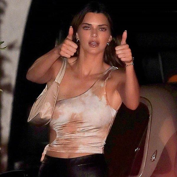 

american street racket net red same one shoulder print tank with tight thin side drawstring hollow top, Black;white