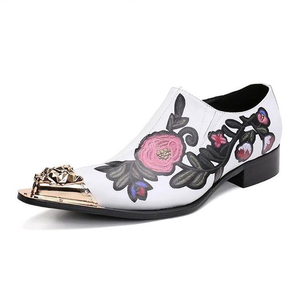 

dress shoes men pointed toe genuine leather slip-on classic retro business formal wedding party, Black
