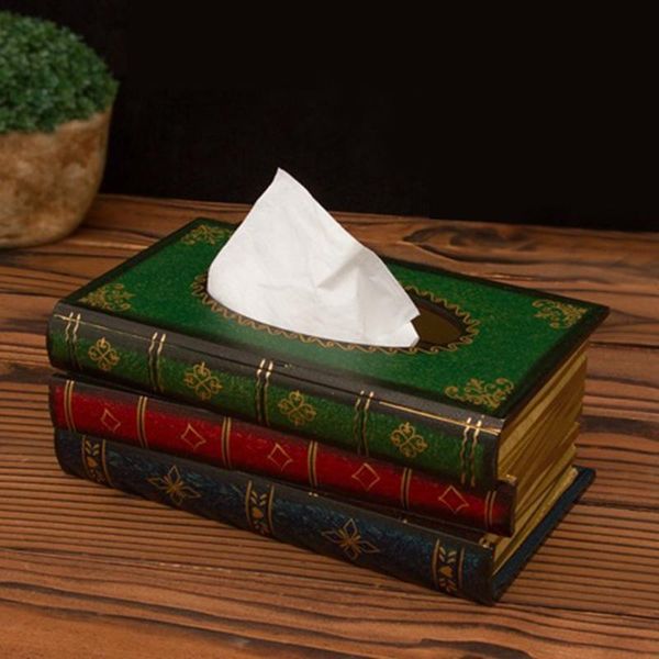

tissue boxes & napkins book shape box luxurious retro style retangle napkin paper holder ring storage household supplies