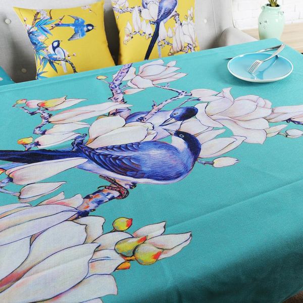 

new chinese style classical flowers birds 851 linen tablecloth wedding dining table cloth coffee restaurant decorative table