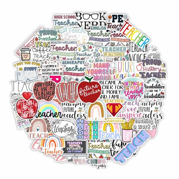 

50pcs teacher stickers non-random car bike luggage sticker lapskateboard motor water bottle snowboard wall decal kids gifts
