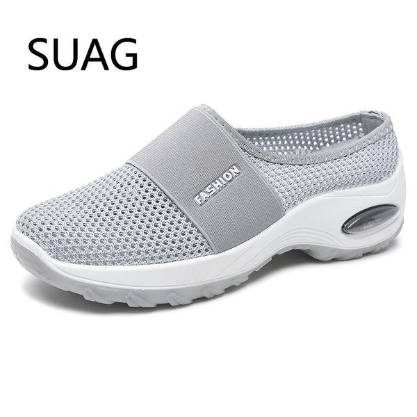 

sandals women summer air cushion platform mesh mules sneaker for female lightweight beach shoes outdoor slippers walking, Black