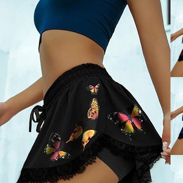 

butterfly print casual loose short pants women harajuku punk elastic waist shorts casual fitness sweatpants summer shorts, White;black