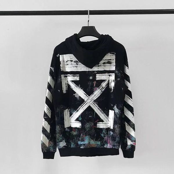 

ow fireworks splash white off arrow men's and women's cardigan zipper sweater, Black