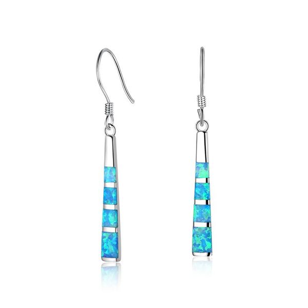 

dangle & chandelier marcats blue fire artificial opal drop earrings for women wedding party jewelry lady female ear hook long earring, Silver