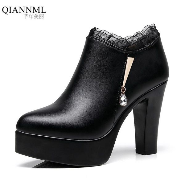 

dress shoes plus size 32-43 block heel platform women wedding 2021 fall deep mouth high heels pumps ladies office shoe, Black